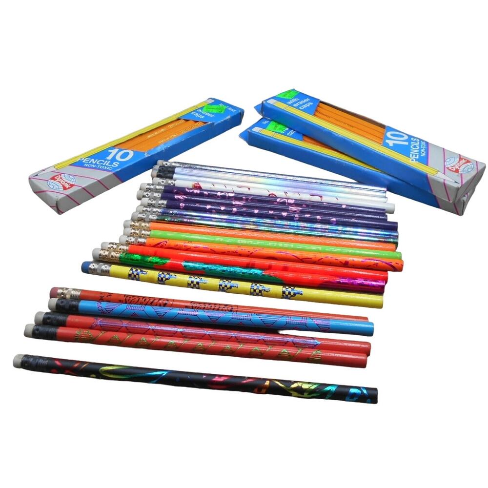 Vintage Unsharpened Pencil Lot: Dynamic No 2. Moonbeams, Orioles, Hearts